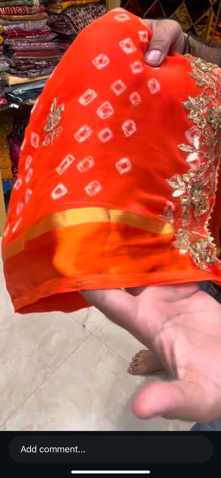 Orange Bandhej Gotapati & Katdana Handcrafted Saree (S65)