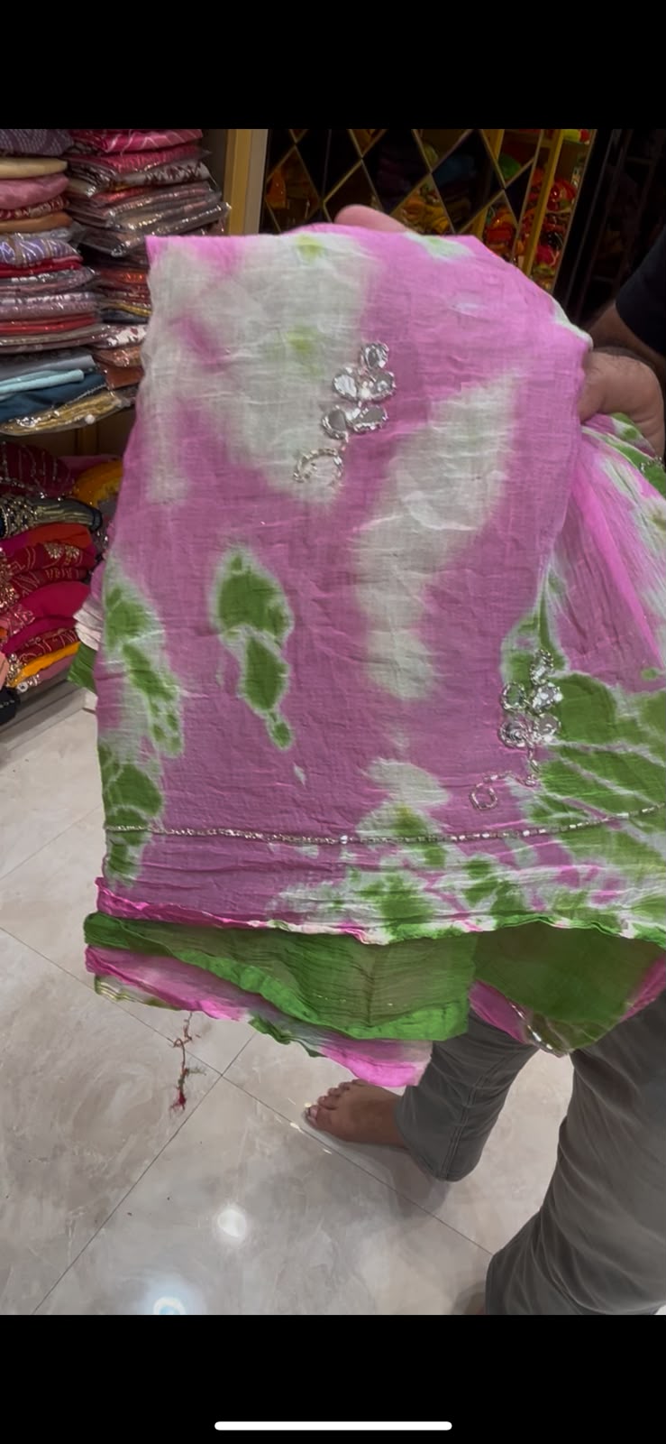 Pastel Green Katdana & Mirror Handcrafted Saree (S68)