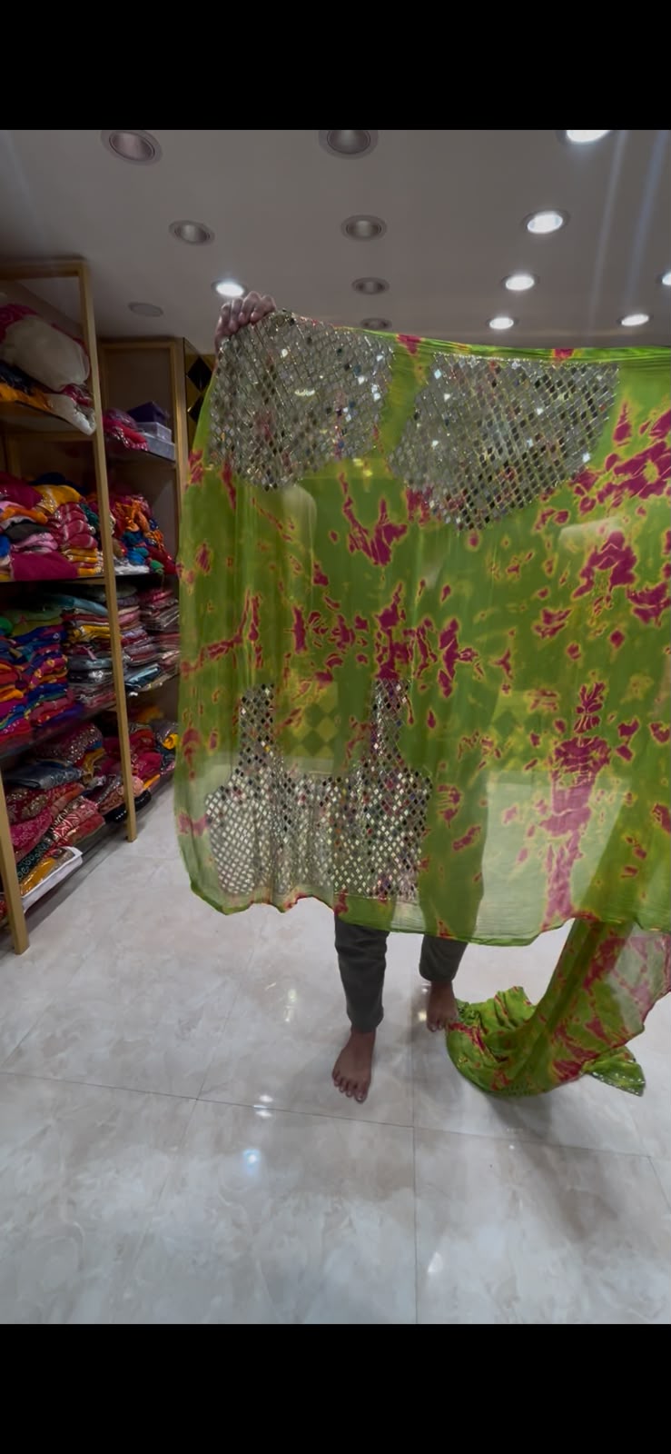 Vibrant Shibori Mirror Handcrafted Saree (381)