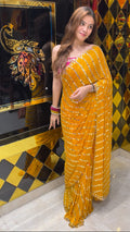 Yellow Mirror Lehriya Handcrafted Saree (383)