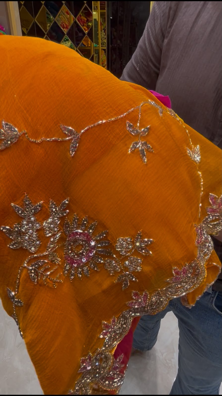 Golden Pearl & Katdana Designer Saree (385)