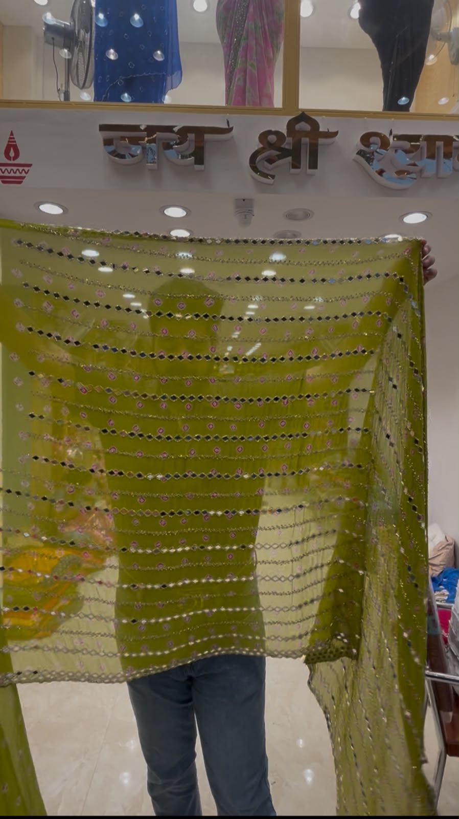 Green Bandhej Katdana Handwork Saree (388)