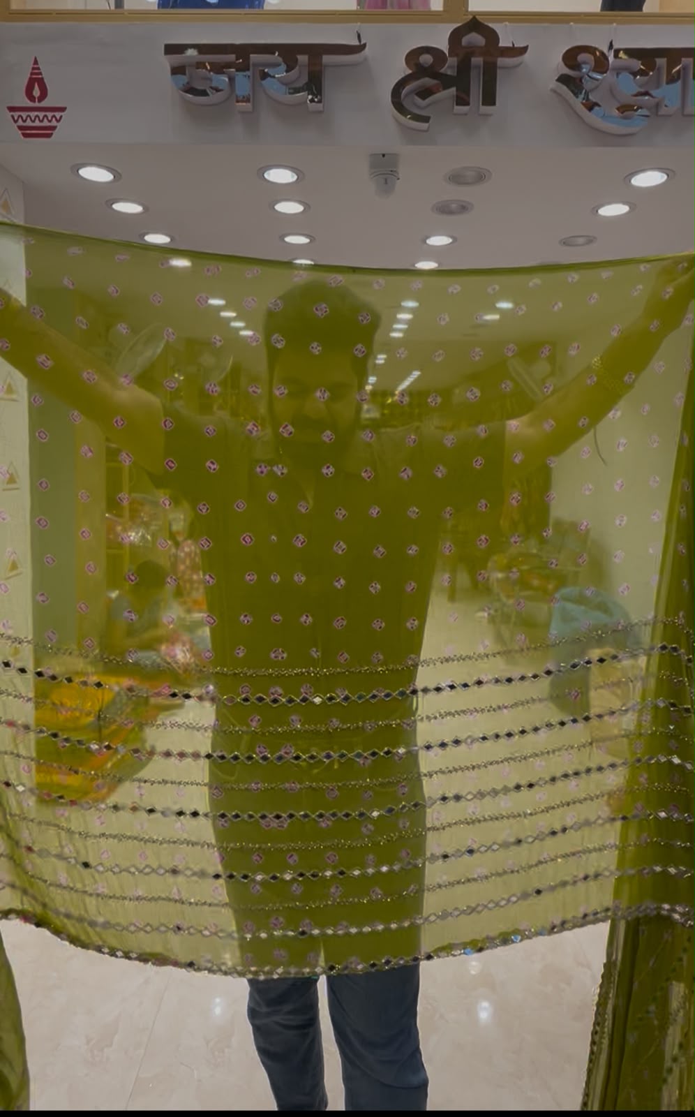 Green Bandhej Katdana Handwork Saree (388)