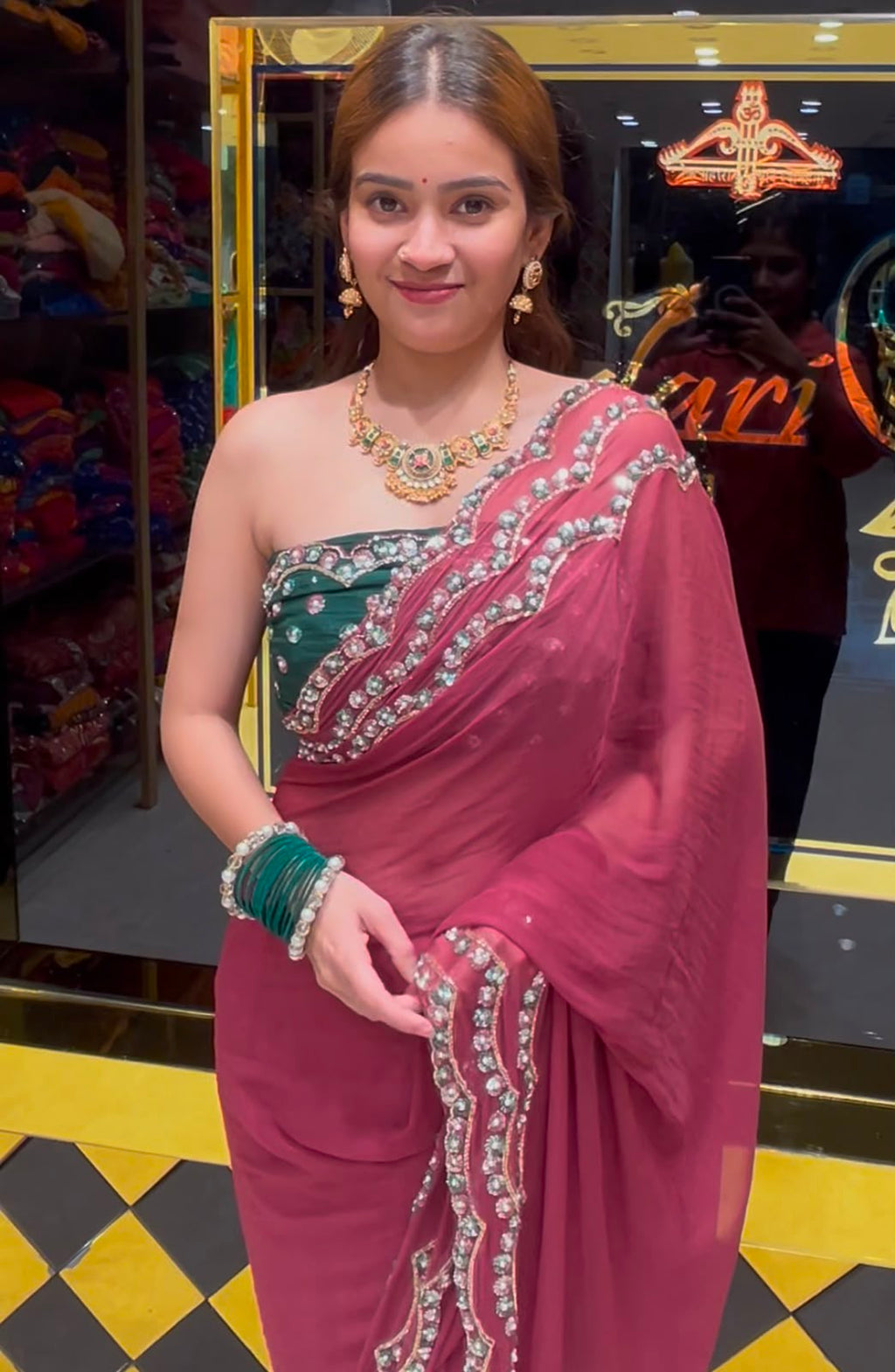 Multisequence Pearl Designer Saree (390)