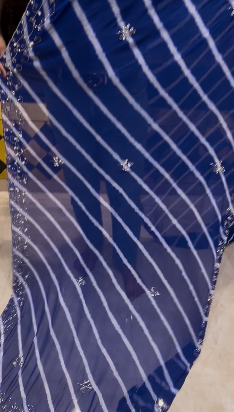 Blue Lehriya Mirror & Katdana Handcrafted Saree (S73)