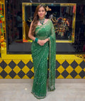 Green Bandhej Mirror Designer Saree (S74)
