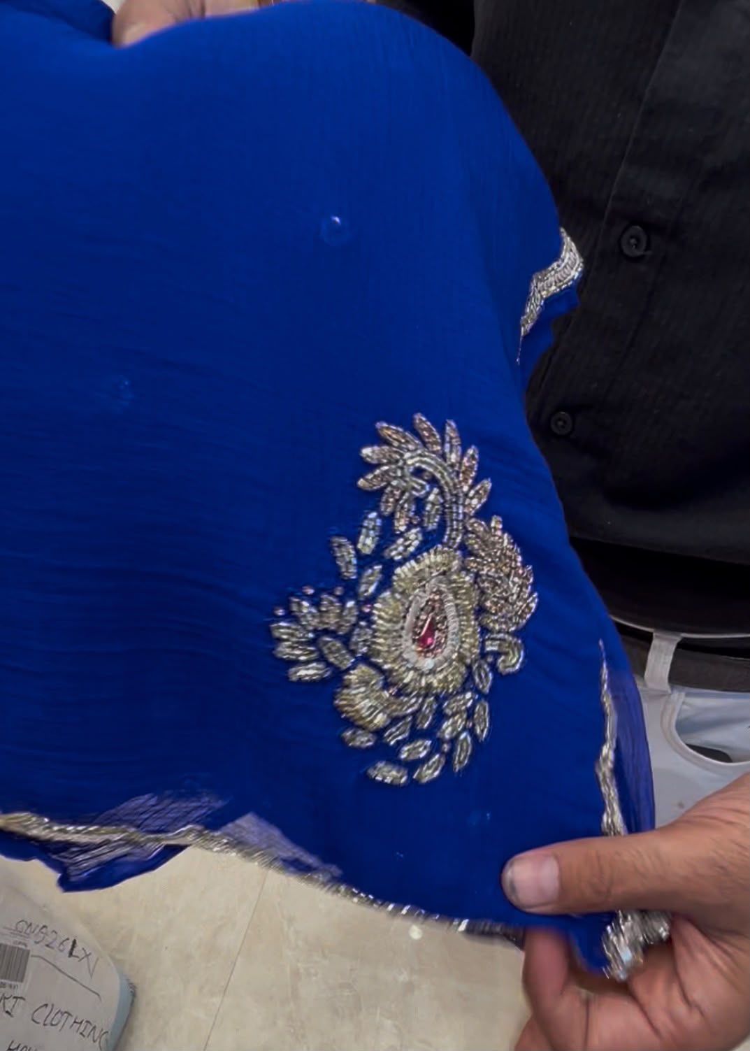 Royal Blue Sequence Katdana Diamond Handcrafted Saree (S78)