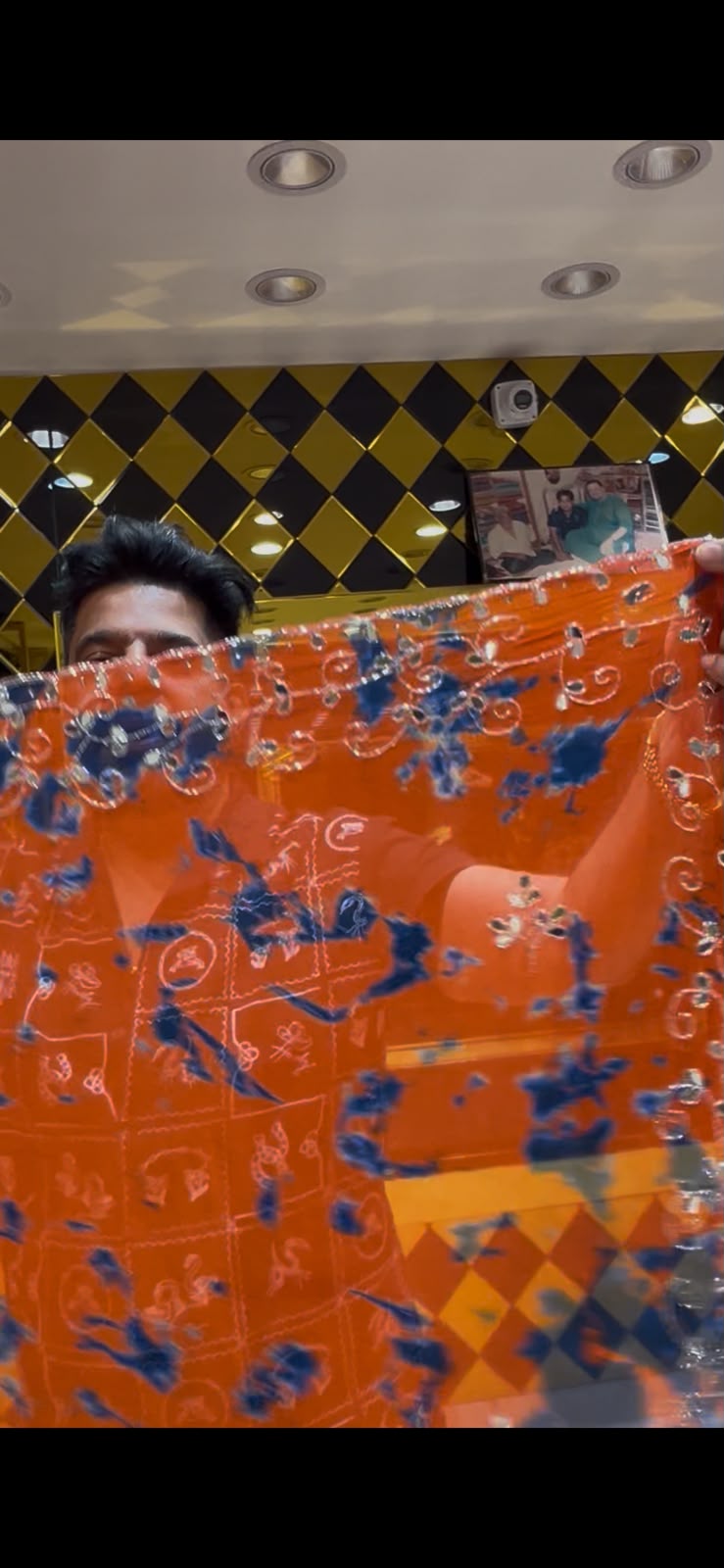 Orange Shibori  Mirror & Katdana Designer Saree (S82)