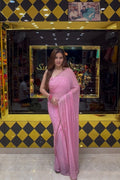 Pink Celebrity Style Designer Handcrafted Saree (398)