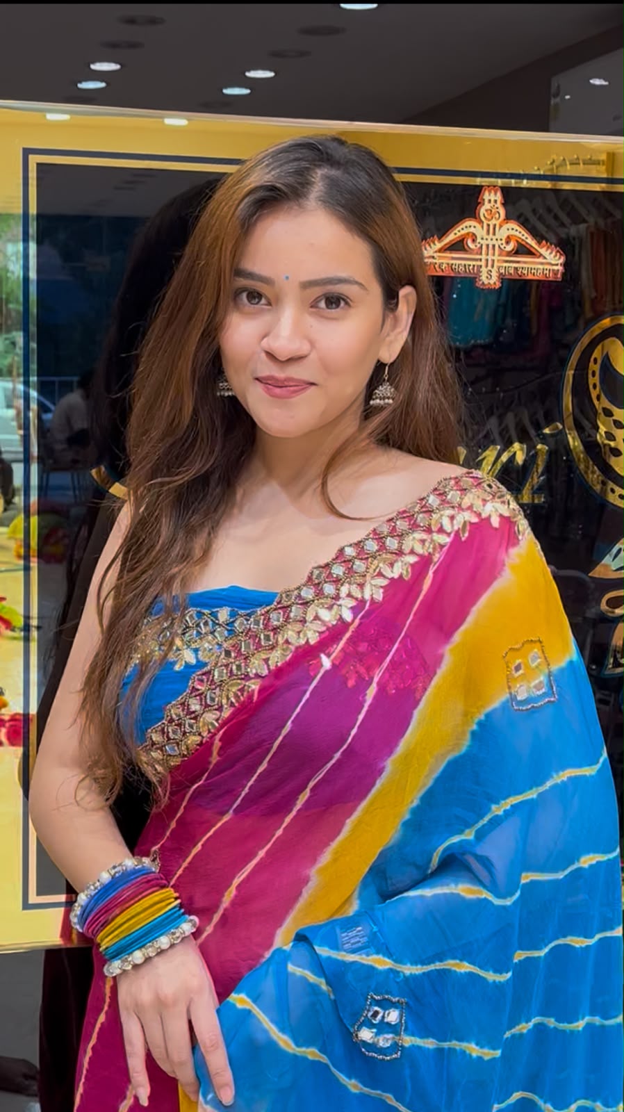 Multi Lehriya Gotapati Designer Saree (397)