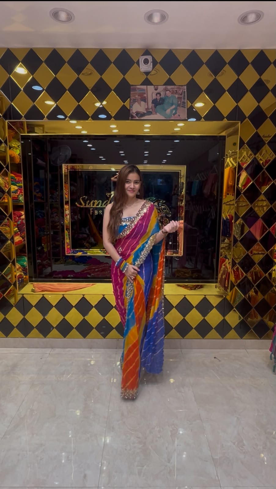 Multi Lehriya Gotapati Designer Saree (397)