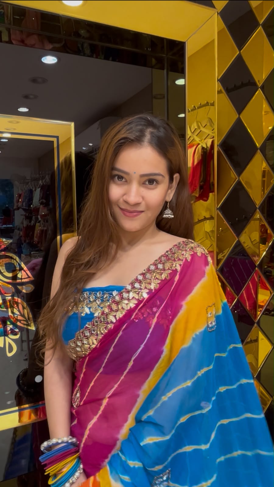 Multi Lehriya Gotapati Designer Saree (397)