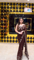 Coffee Brown Katdana & Mirror Handcrafted Saree (401)