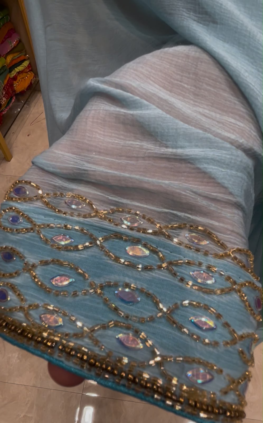 Powder Blue Katdana Designer Saree (S85)