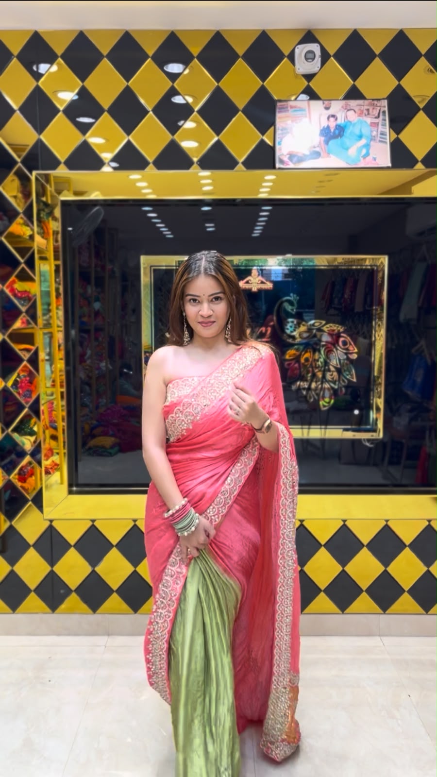 Dual Shade Gajji Silk Pearl Designer Saree (403)