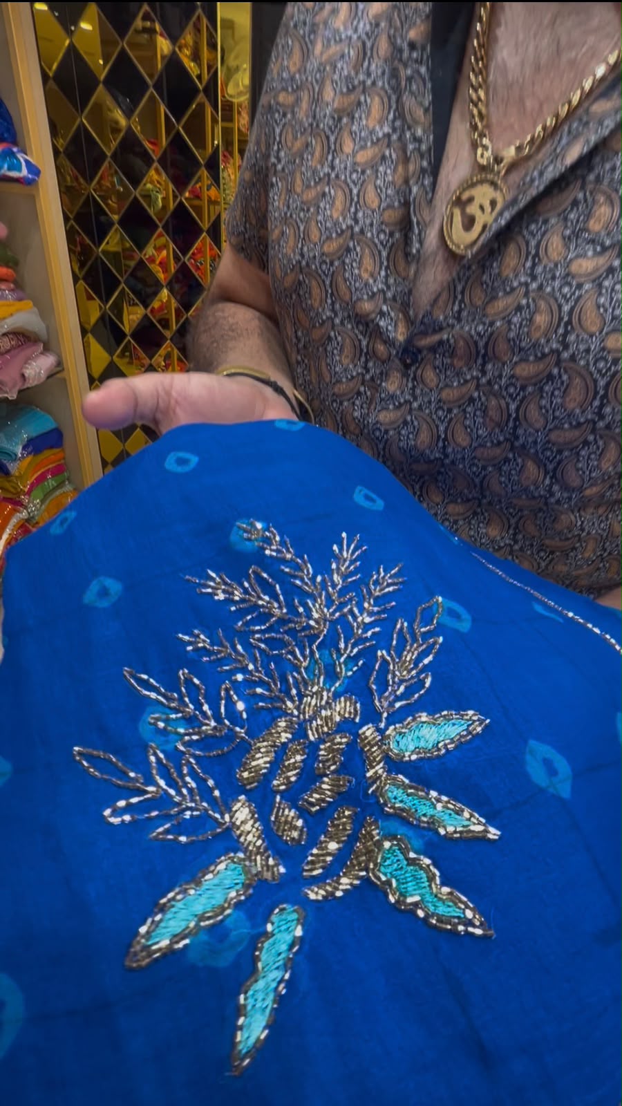 Blue Bandhej Buta Designer Saree (S86)