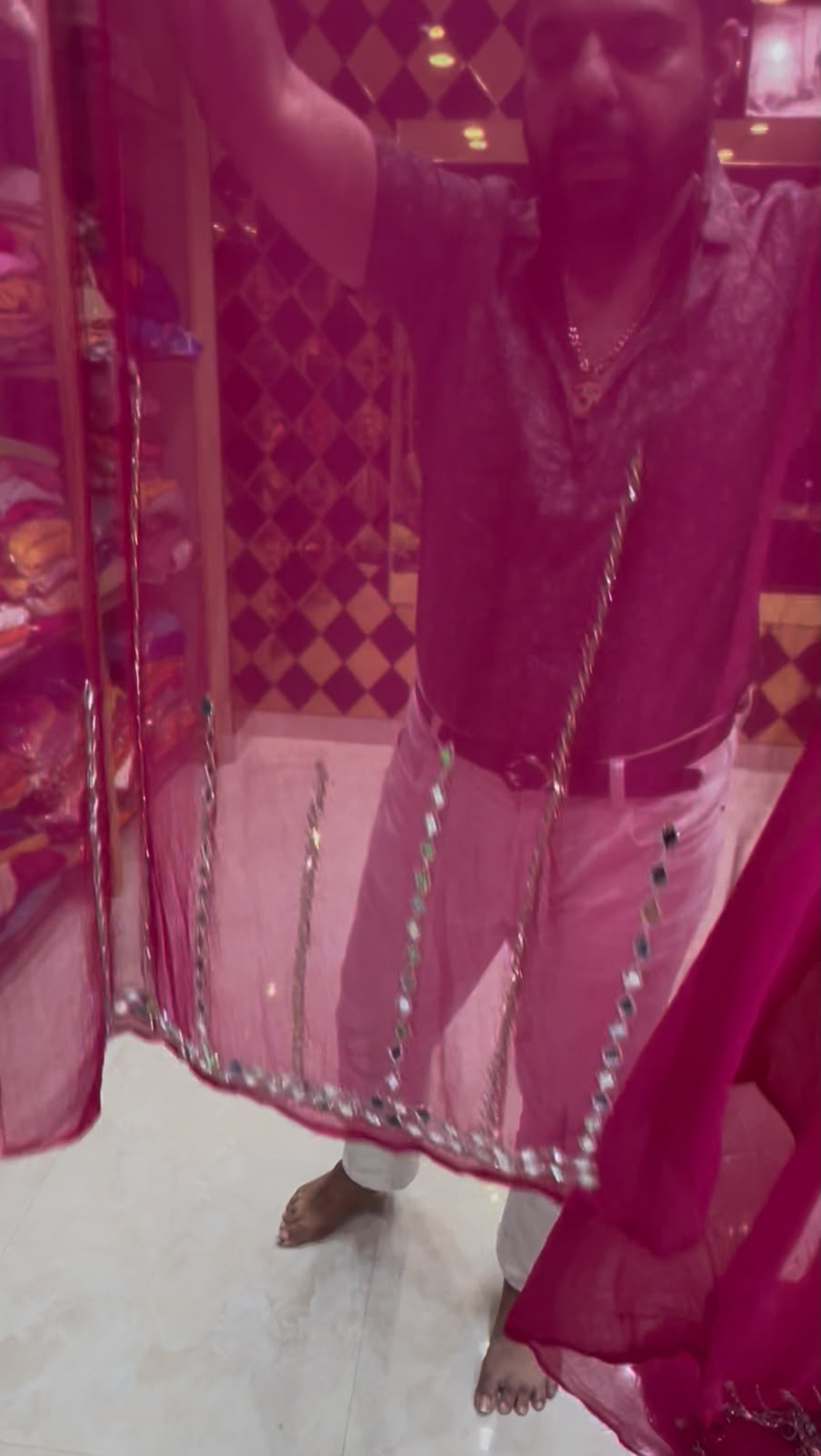 Rani Pink Handcrafted Partywear Saree (409)