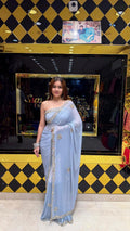 Powder Blue Mirror & Katdana Designer Saree (S89)
