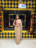 Biege Mirror & Pearl Designer Saree (S88)