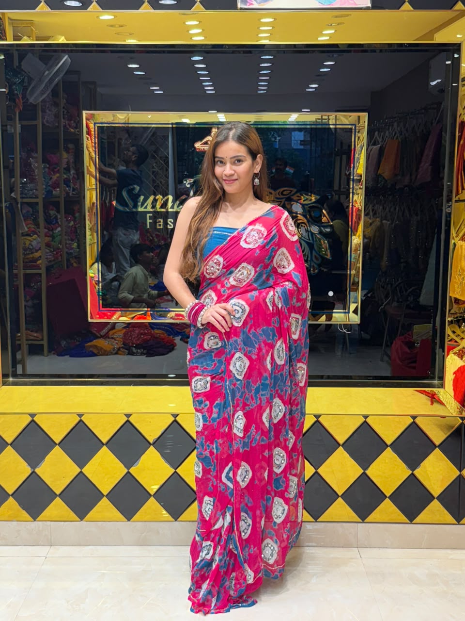 Rani Grey Fancy Handcrafted Saree (S91)