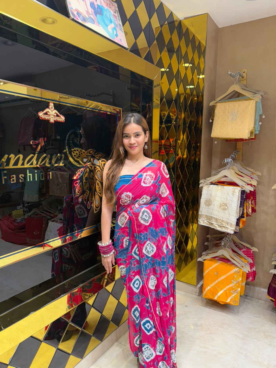 Rani Grey Fancy Handcrafted Saree (S91)