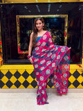 Rani Grey Fancy Handcrafted Saree (S91)