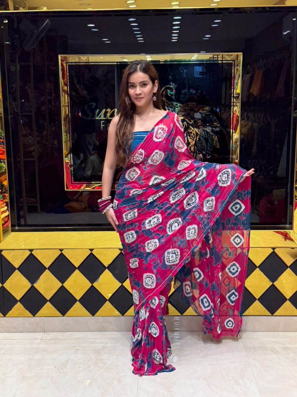 Rani Grey Fancy Handcrafted Saree (S91)