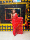 Orange Bandhej Katdana Handwork Saree (413)