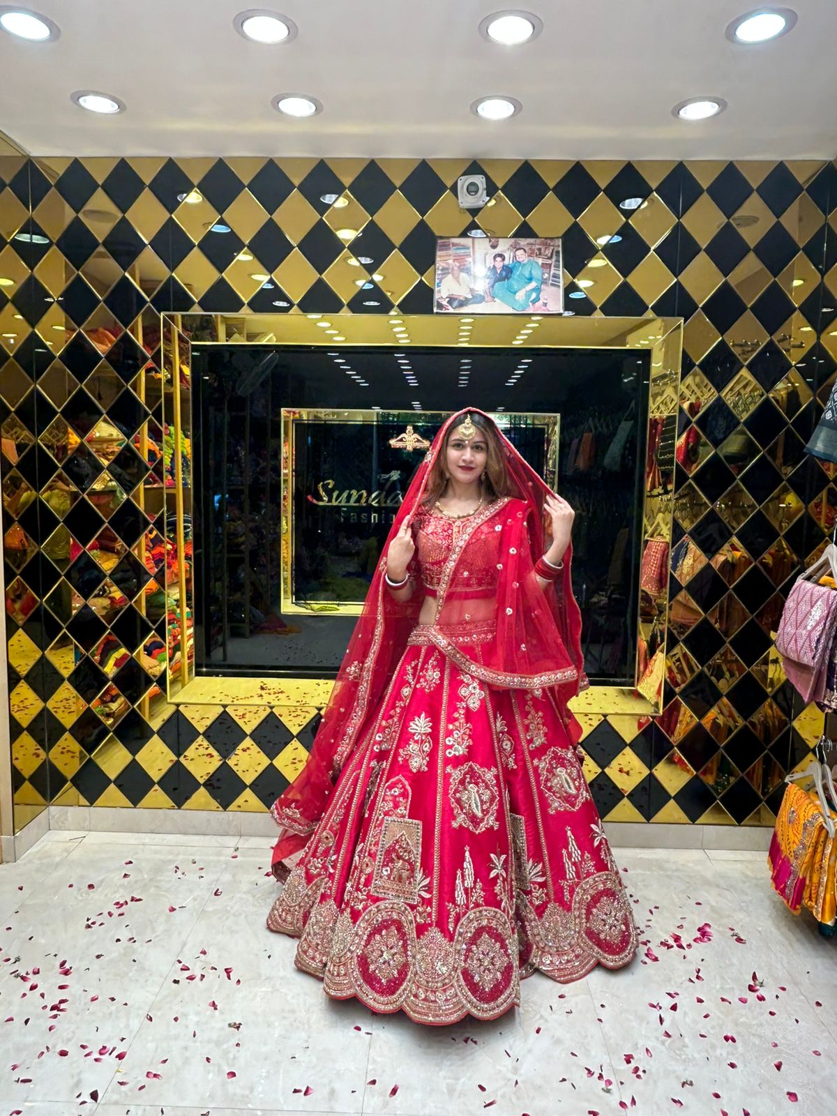 Red Bridal Loook Handcrafted Lehenga Set (B110)