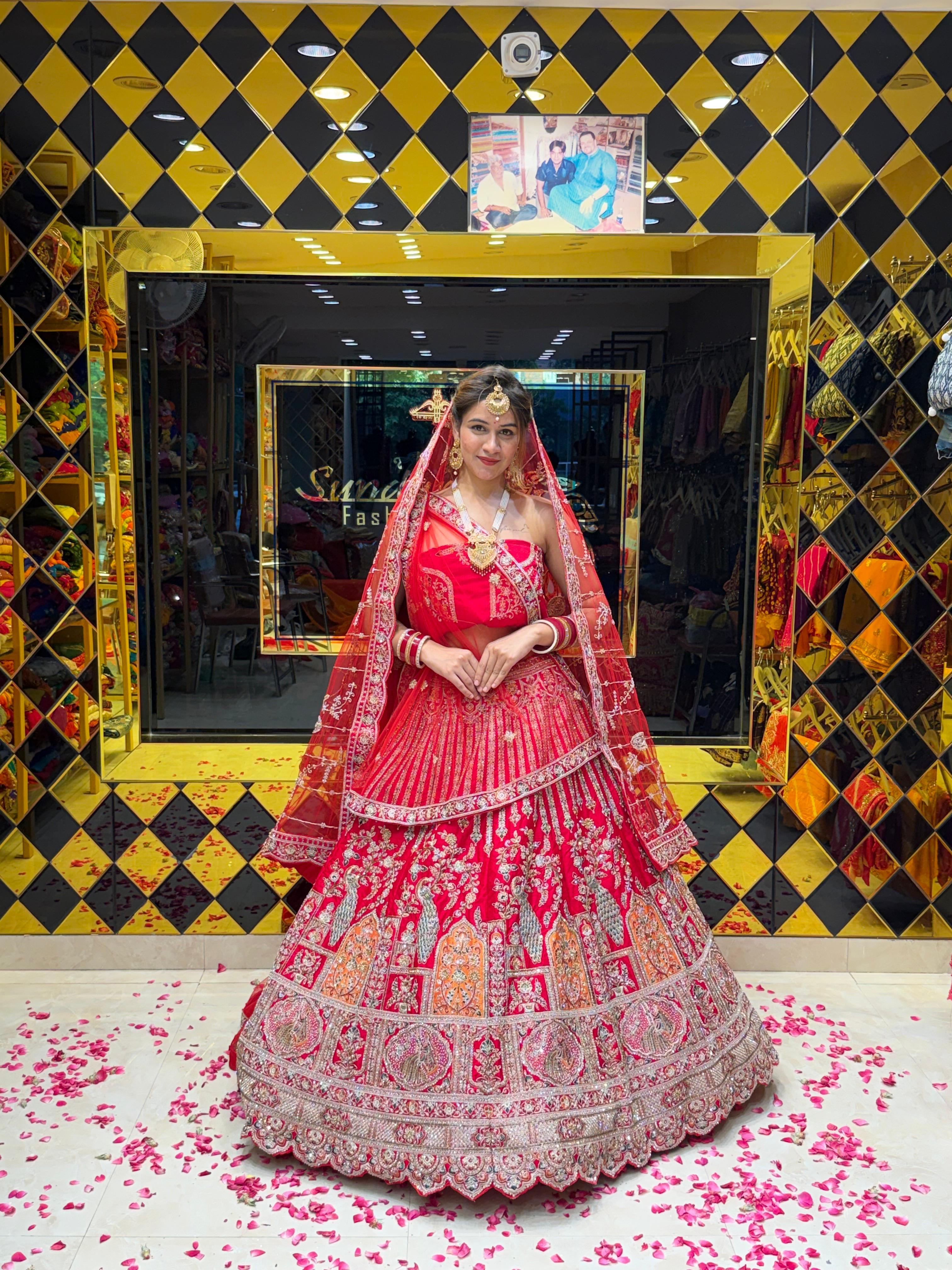 Red Designer Bridal Heavy Lehenga Set (B113)