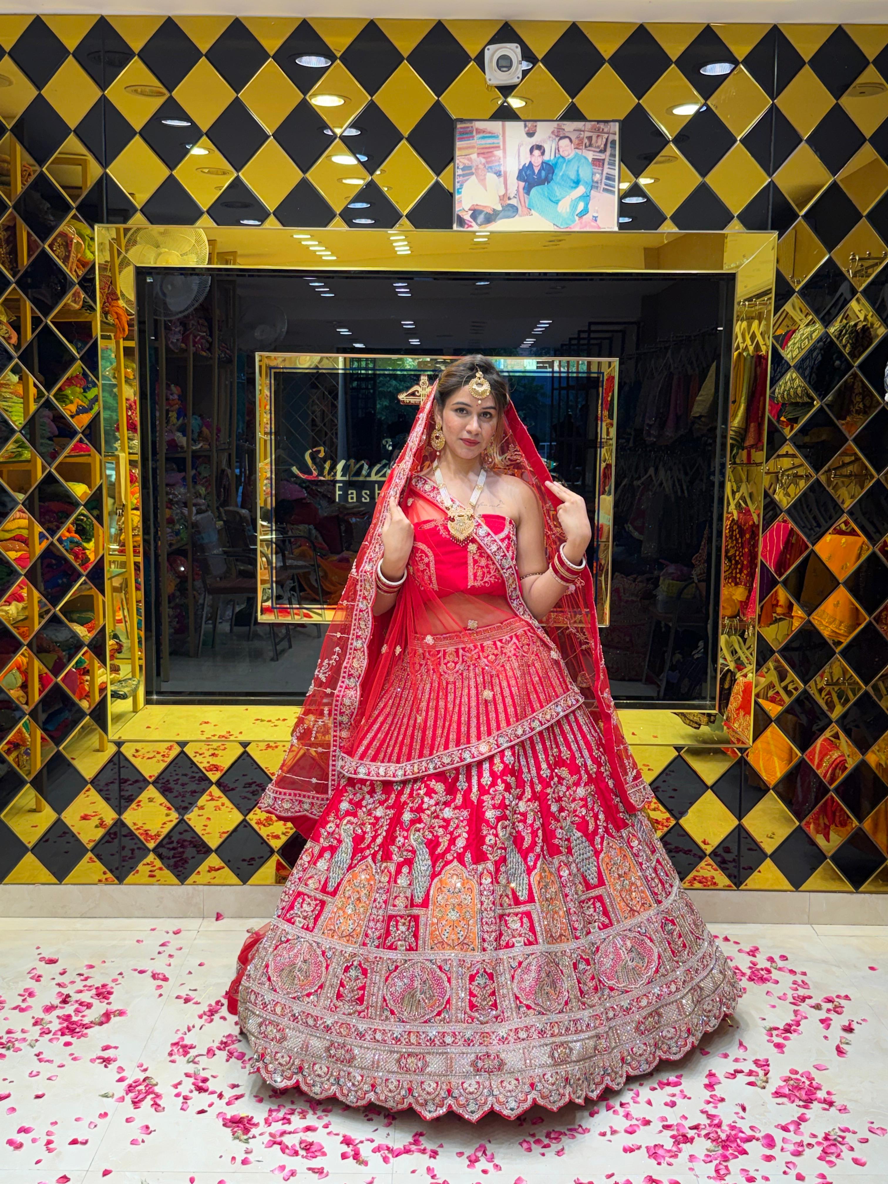 Red Designer Bridal Heavy Lehenga Set (B113)