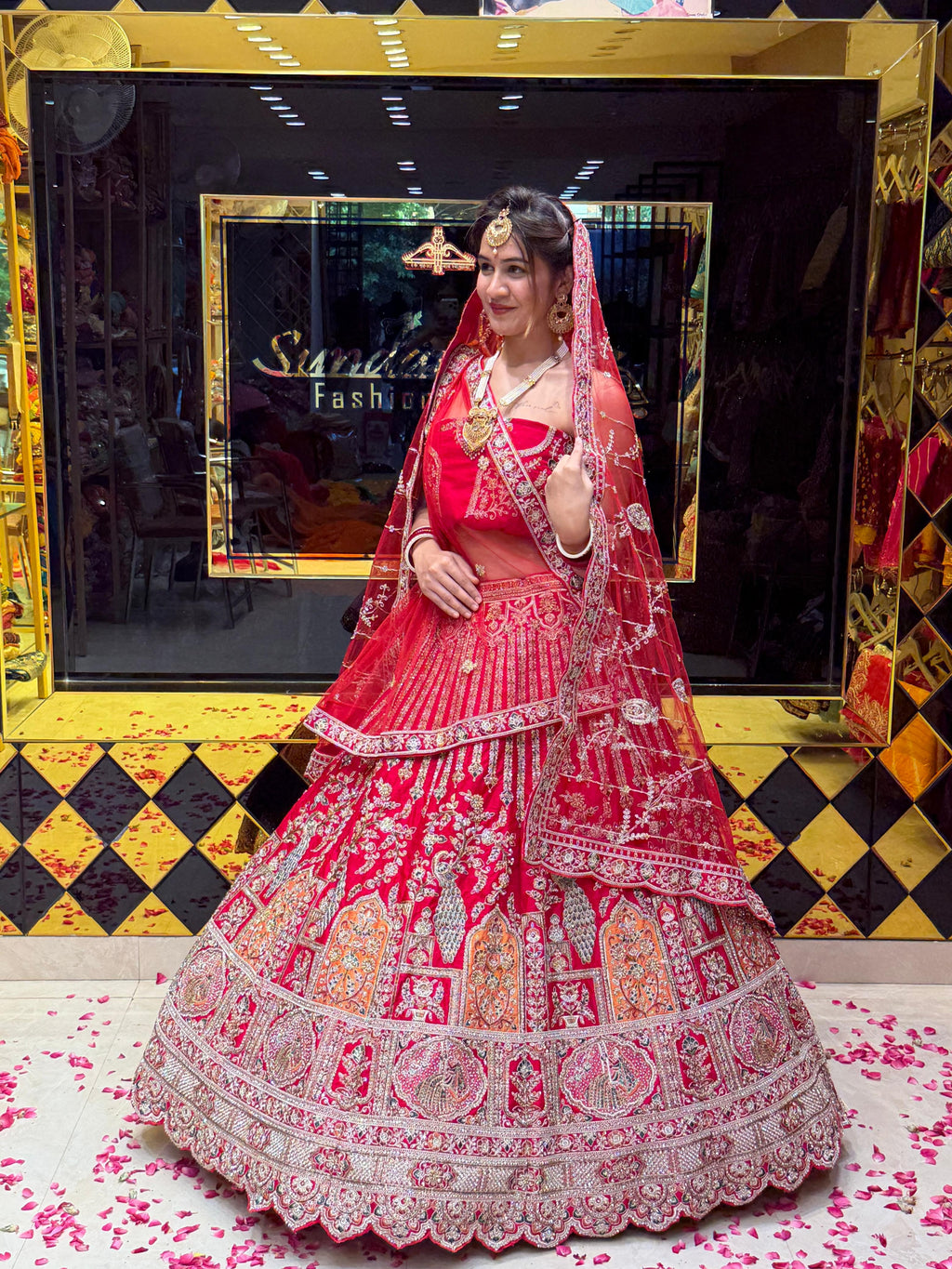 Red Designer Bridal Heavy Lehenga Set (B113)