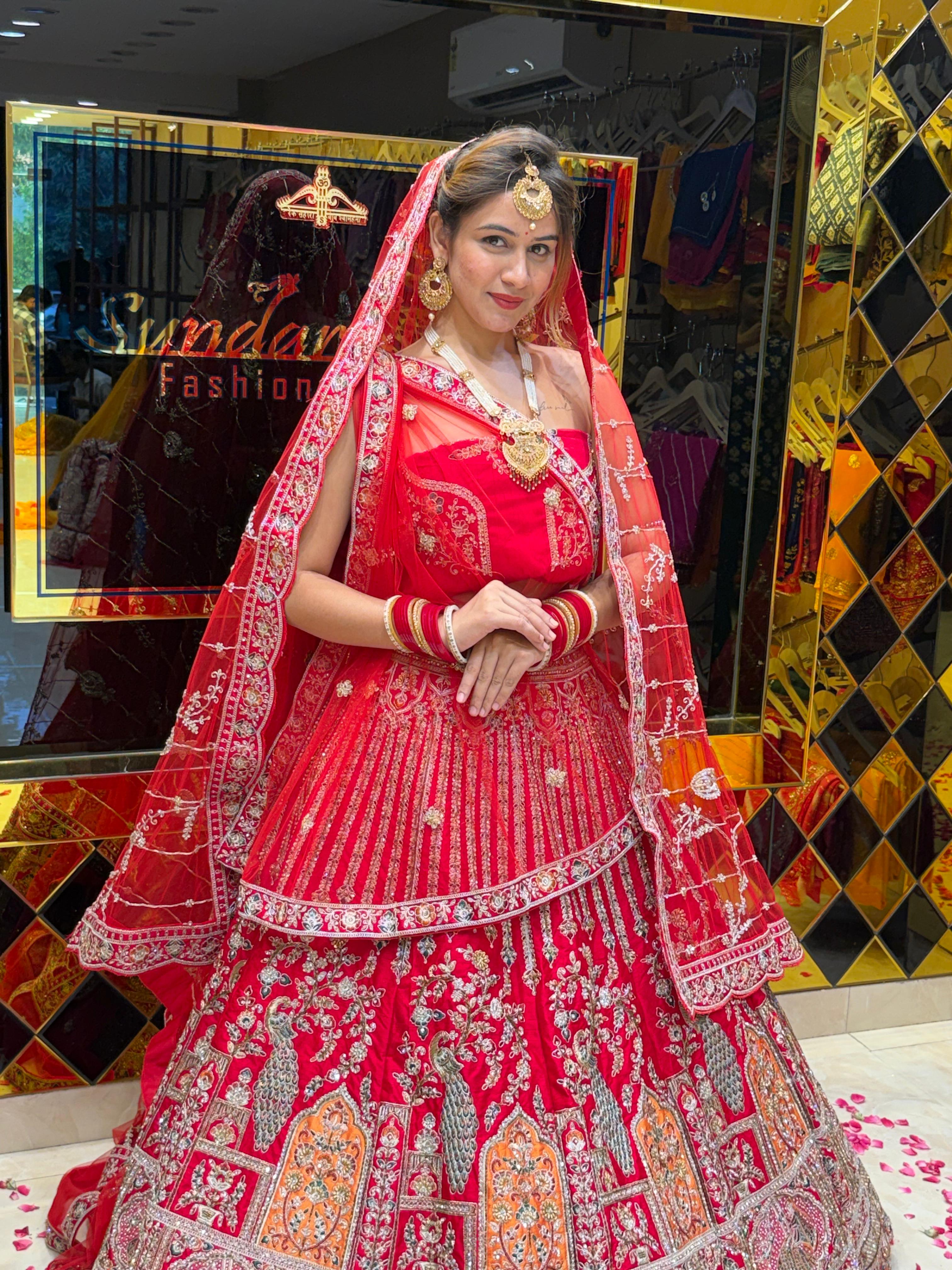Red Designer Bridal Heavy Lehenga Set (B113)