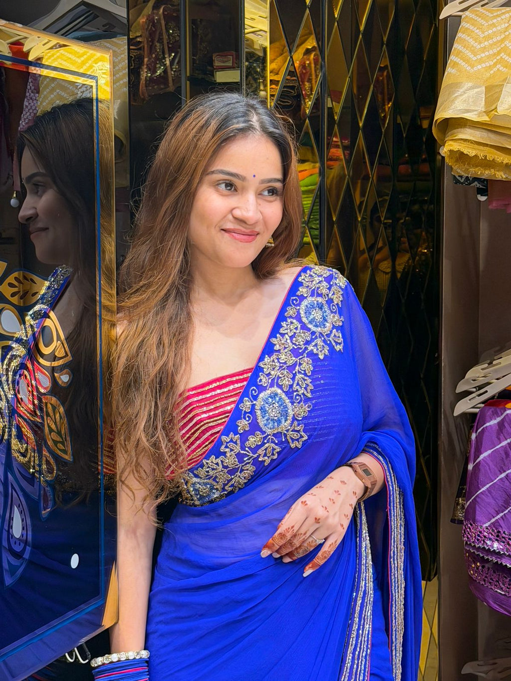 Blue Pearl & Katdana Multiple Handwork Saree (419)