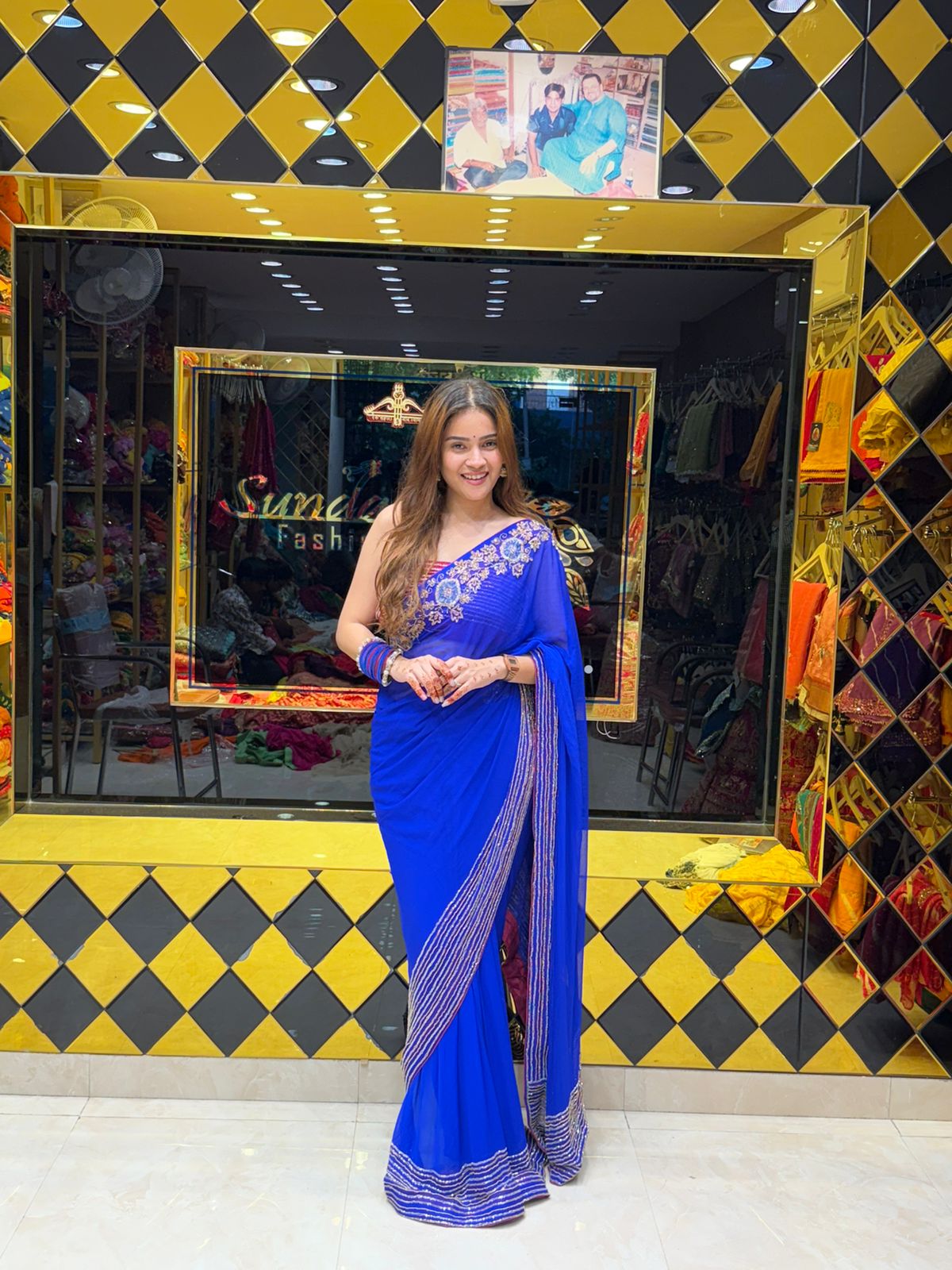 Blue Pearl & Katdana Multiple Handwork Saree (419)