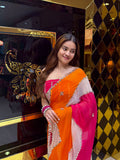 Multicolour Mirror Lehriya desingner Handcrafted Saree(422)