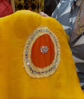 Yellow Pure Georgette Mirror Designer Saree(S94)