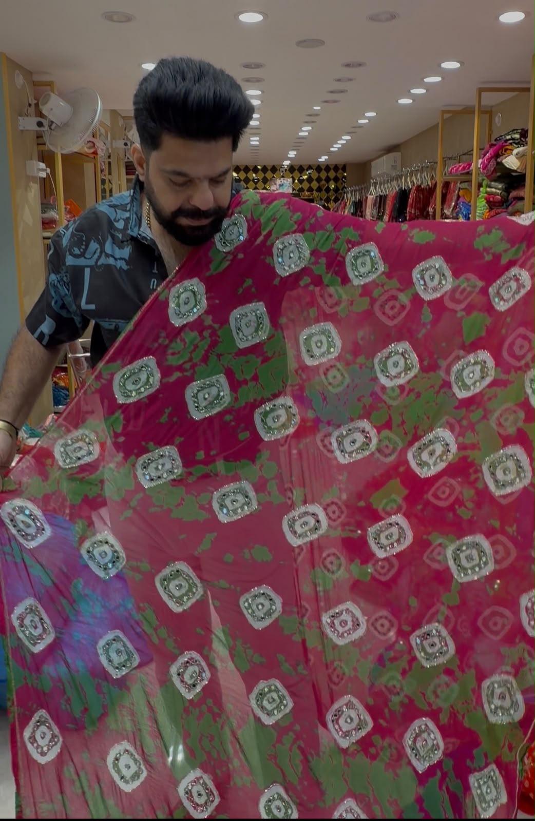 Rani Green Fancy Handcrafted Saree (S96)