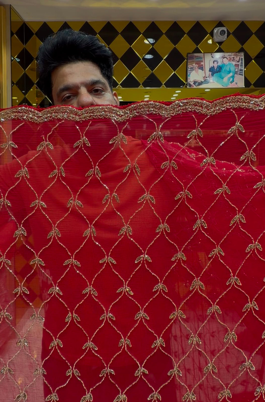 Red Celebrity Style Exclusive Handcrafted Saree (426)
