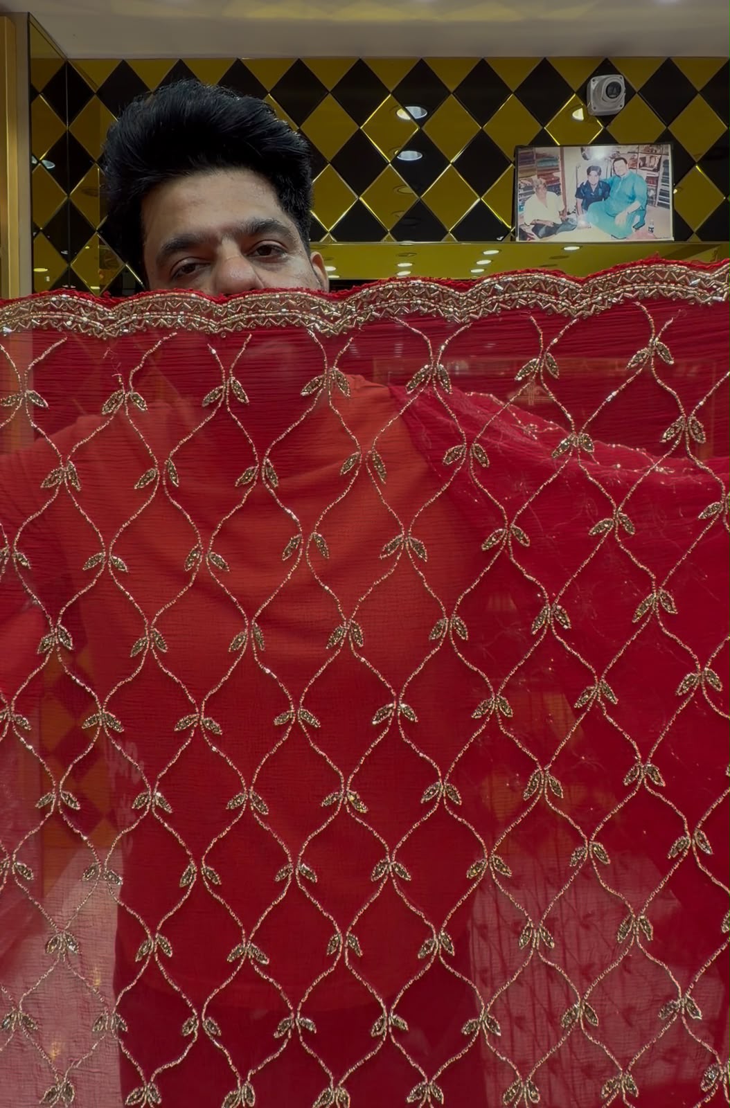 Red Celebrity Style Exclusive Handcrafted Saree (426)