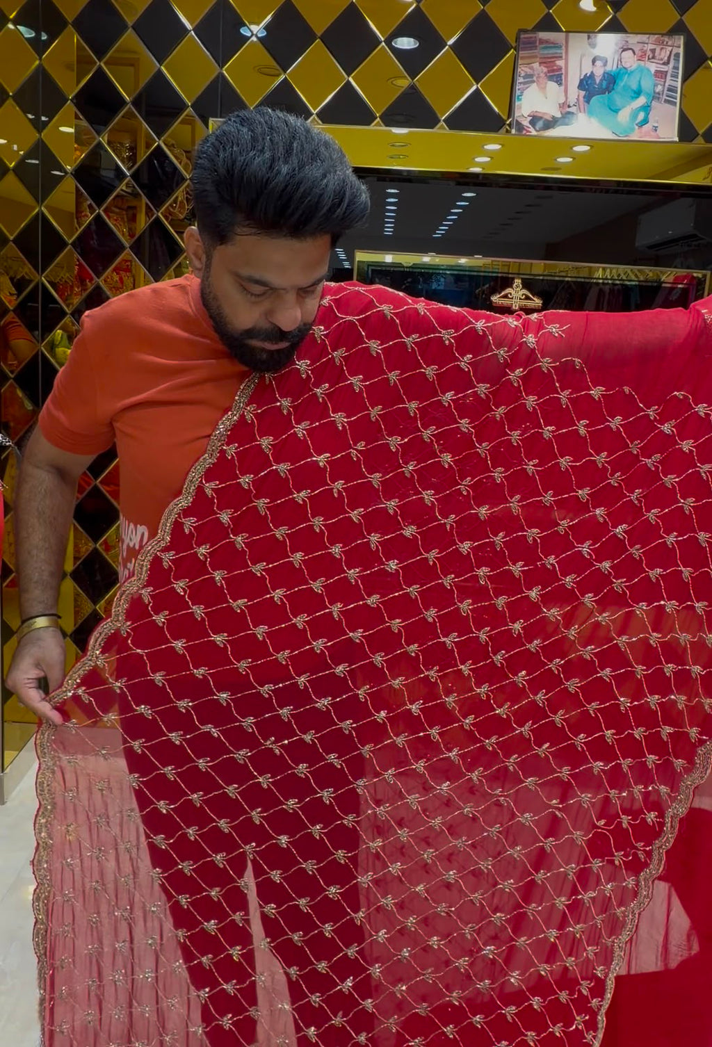Red Celebrity Style Exclusive Handcrafted Saree (426)