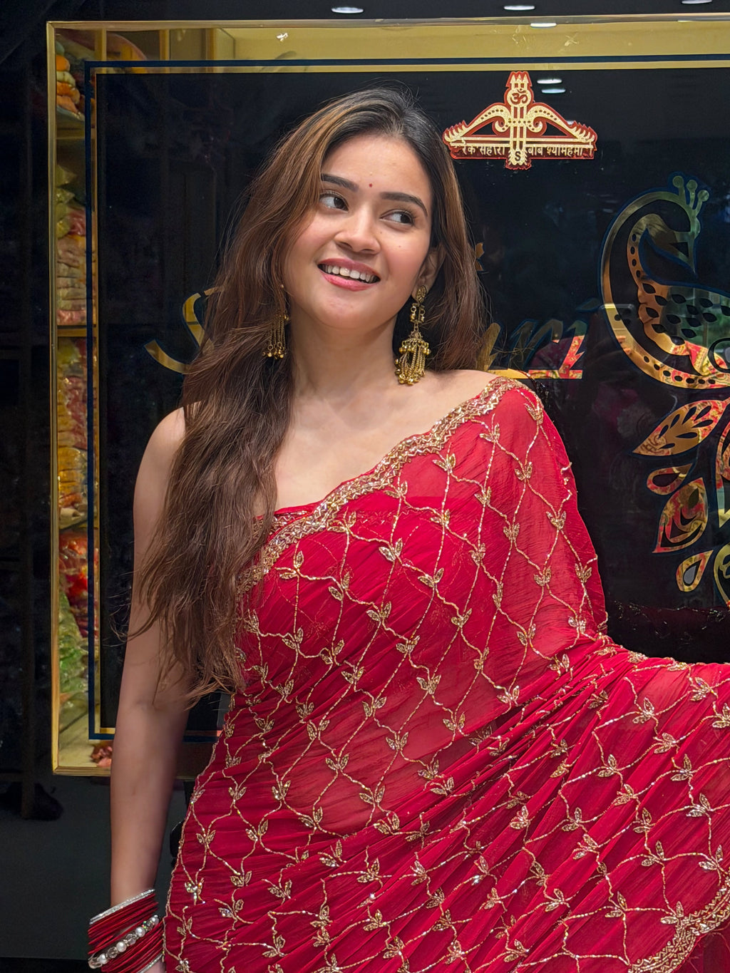 Red Celebrity Style Exclusive Handcrafted Saree (426)