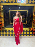 Red  Bandhej Designer Saree (431)