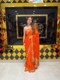 Orange Festive Special Gajji Silk Designer Saree (432)