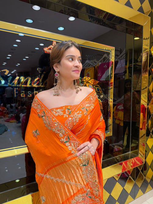 Orange Festive Special Gajji Silk Designer Saree (432)