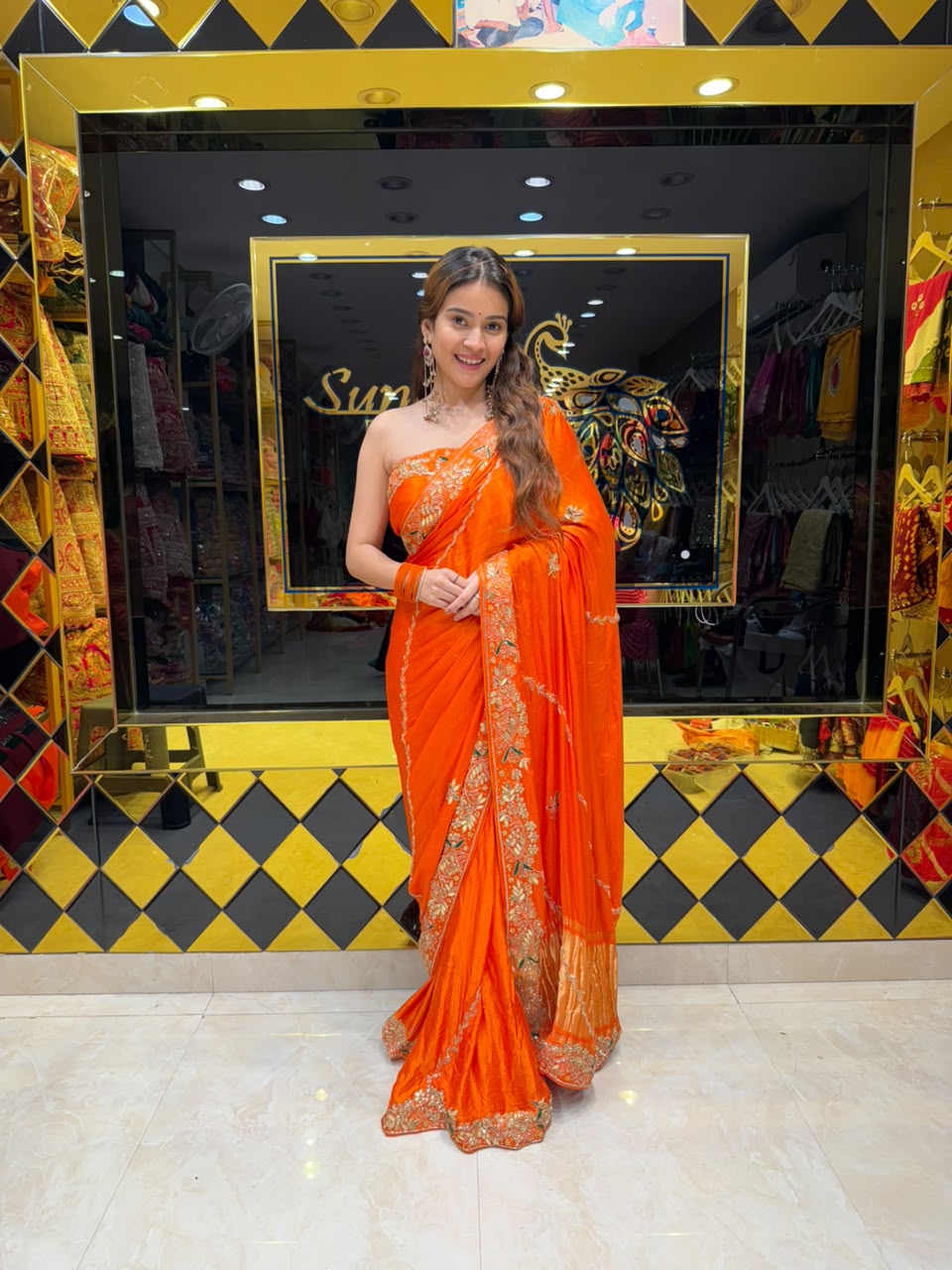 Orange Festive Special Gajji Silk Designer Saree (432)