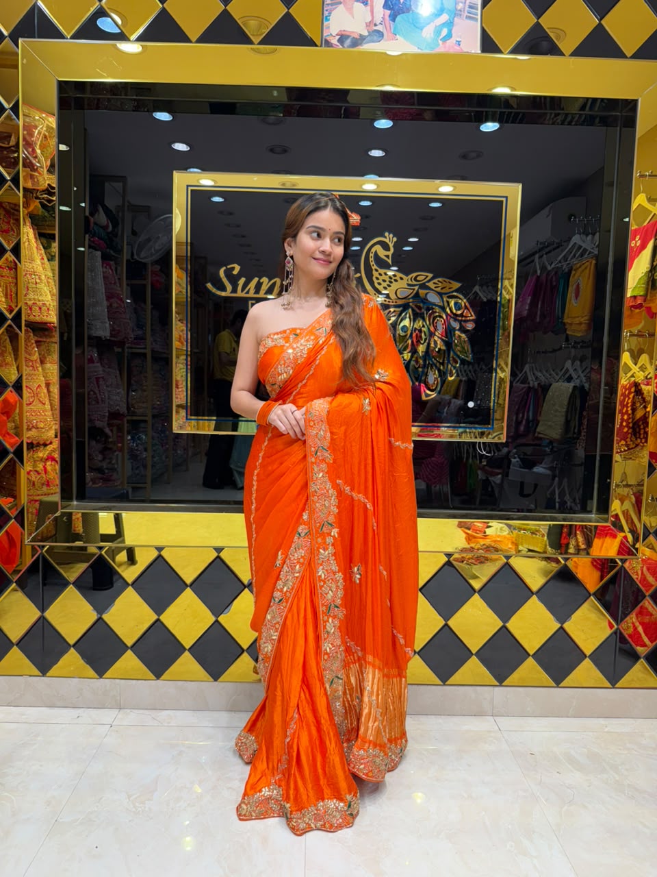 Orange Festive Special Gajji Silk Designer Saree (432)
