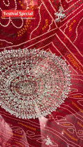 Red Pure Georgette Mirror Designer Chundari (433)