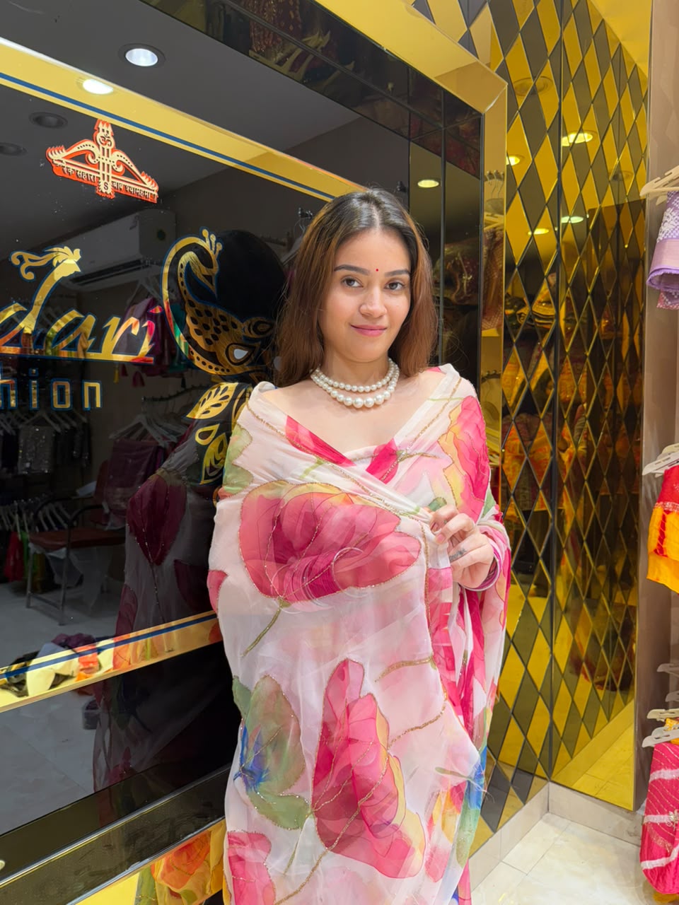 Floral Print Fancy Designer Saree (S98)