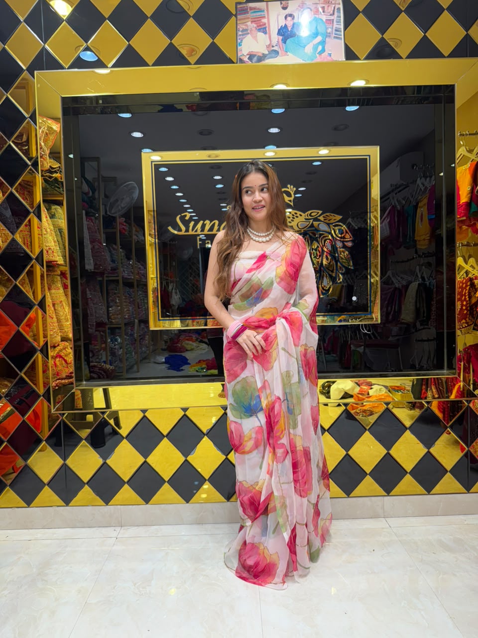 Floral Print Fancy Designer Saree (S98)